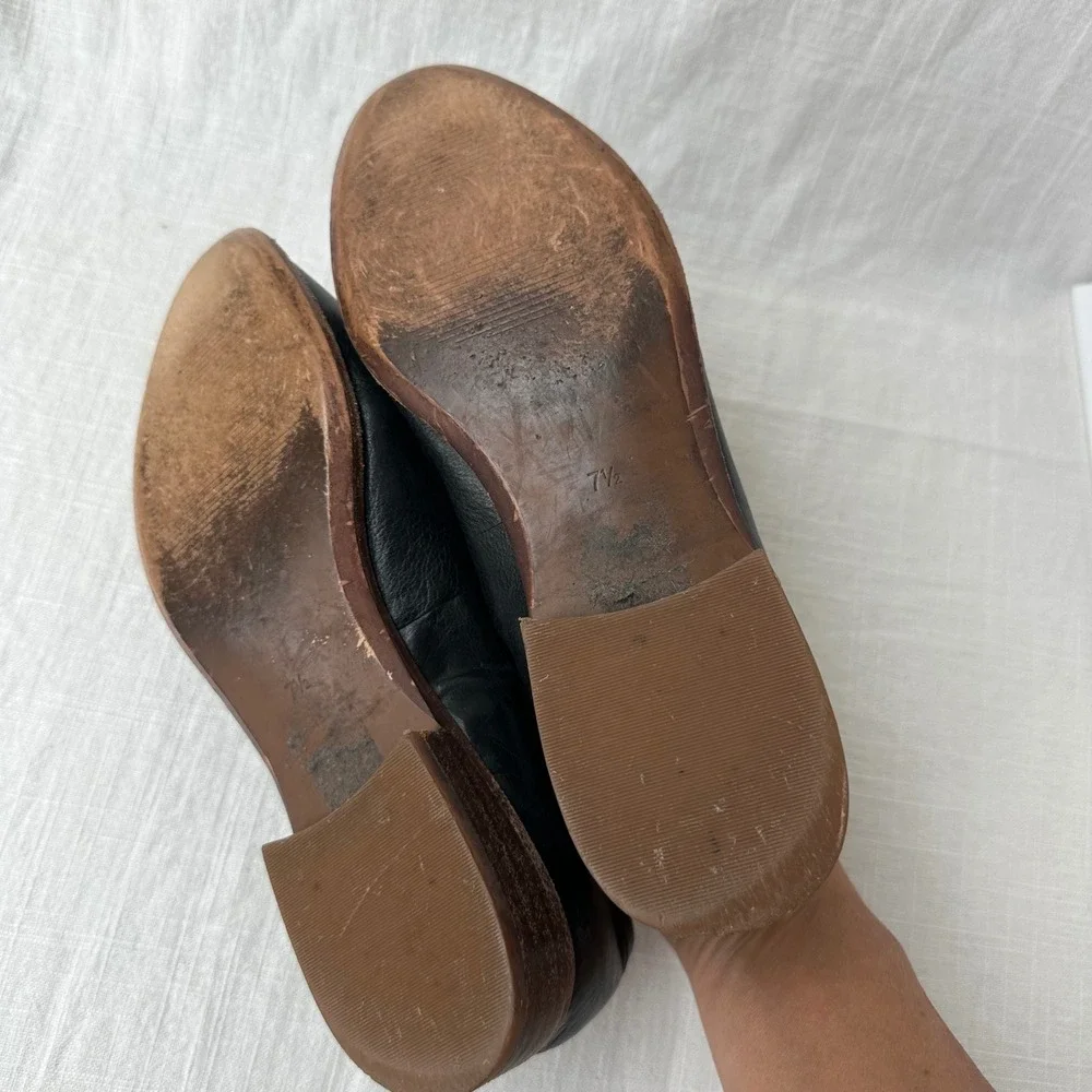 Madewell Frances Loafer True Black Leather Pointed Toe Flat H2419 Womens 7.5